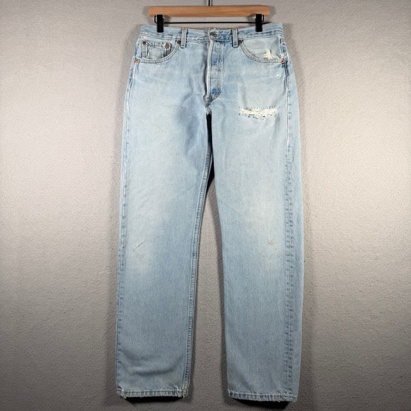 Levi's Other - Vintage Levis 501 Jeans Mens 32x31 Made in USA Light Wash Distressed 90s 0997